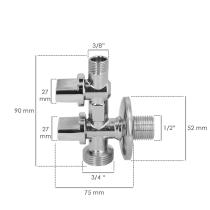Llave De Escuadra Doble Salida 3/4" y 3/8". Entrada De 1/2". Llave De Paso Doble, Llave Angular Doble, Toma Lavadora Doble.