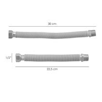 Tuberia Extensible Agua Acero Inoxidable Corrugado. Longitud de 22,5 a 30 cm. Tomas 1/2"