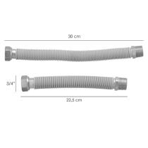 Tuberia Extensible Agua Acero Inoxidable Corrugado. Longitud de 22,5 a 30 cm. Tomas 3/4"