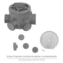 Bote Sifónico PVC Tuberias Ø 110 mm. Salidas Ø 50 y 40 mm. Altura 105 mm.