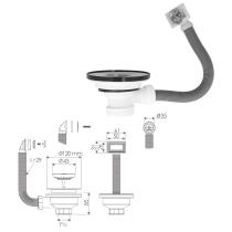 Valvula Fregadero Ø 115 Mm. 1 1/2" Altura 40 mm. Con Rebosadero