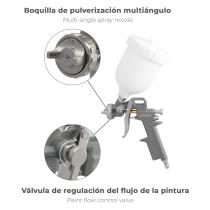 Pistola Pintar Neumática Boquilla De 1,5 mm. Con Depósito Superior 0,6 Litros y Adaptador Rapido