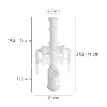 Sifon Botella Extensible 1 1/2" Salida Ø 40mm 2 Tomas Lavadora