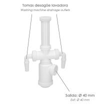 Sifon Botella Extensible 1 1/2" Salida Ø 40mm 2 Tomas Lavadora