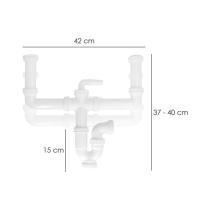 Sifon Doble Extensible Con Dos Evacuaciones 1 1/2" Salida De Ø 40 Mm
