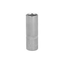 Llave Vaso 1/4" Hexagonal Larga 12 mm. Perfil de 6 caras. Acero Cromo Vanadio, Aristas Redondas