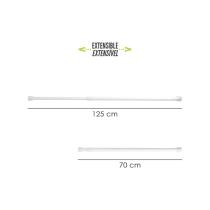 Barra Para Cortina Ducha Extensible Aluminio Blanco 70 a 125 cm.