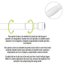 Barra Para Cortina Ducha Extensible Aluminio Blanco 70 a 125 cm.