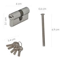 Cilindro Seguridad 30x30 mm/13,5 Leva Corta Corta Niquelado Con 5 llaves