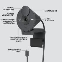 Webcam logitech brio 300 grafito full hd - usb tipo c