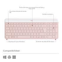 Teclado + mouse logitech mk470 wireless inalambrico rosado