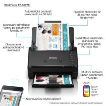 Escaner sobremesa epson workforce es - 500wii a4 - 35ppm - autoduplex - alimentador automatico