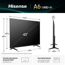 Tv hisense 43 pulgadas led 4k uhd - 43a6q - smart tv